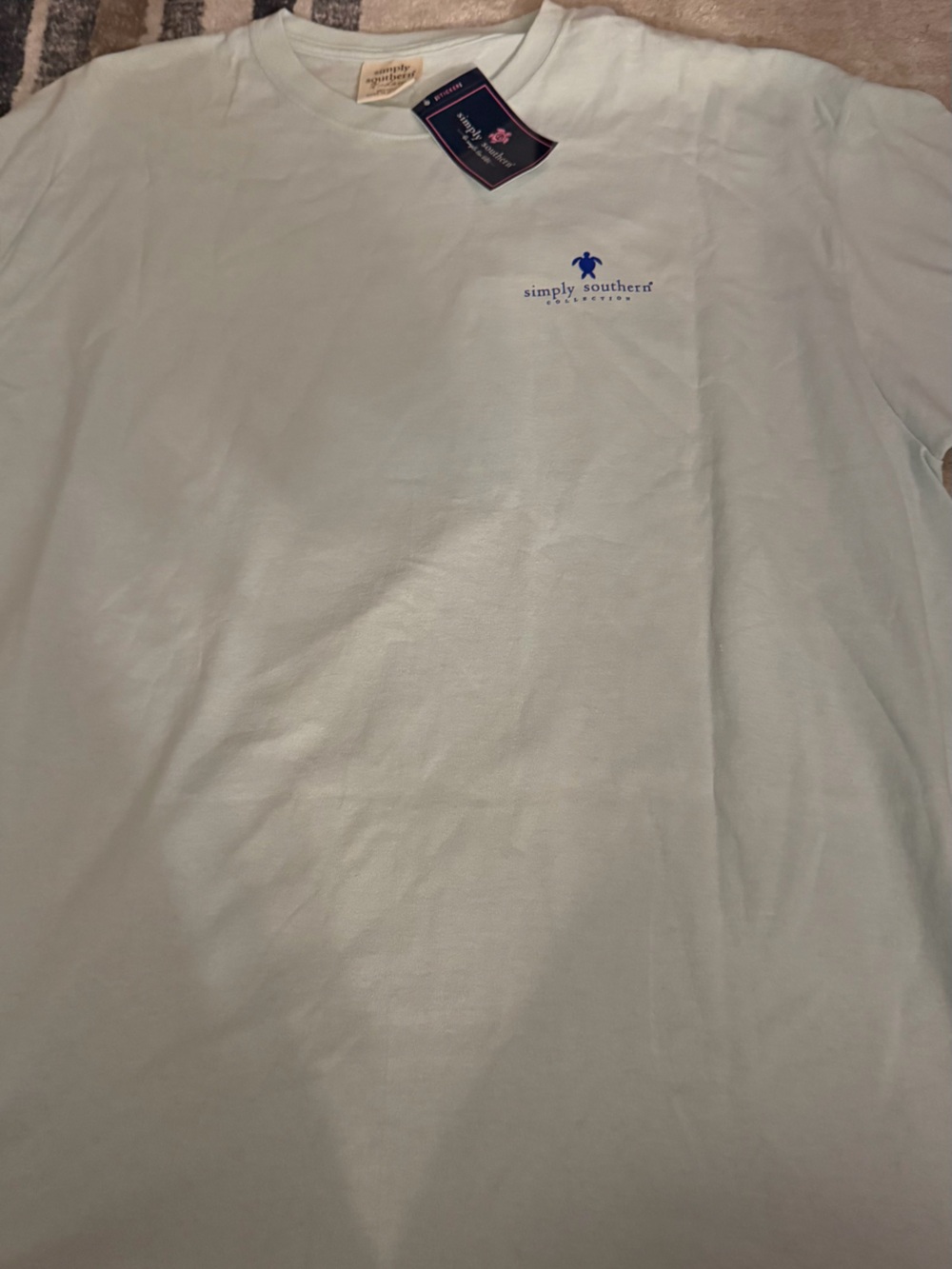 Simply Southern Cream Short Sleeve Tee with Small Blue Logo
